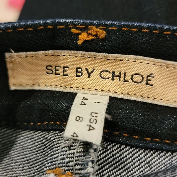 SEE BY CHLOE Dark Blue Denim Skirt US 8 Made In Italy GUC - Picture 3 of 16